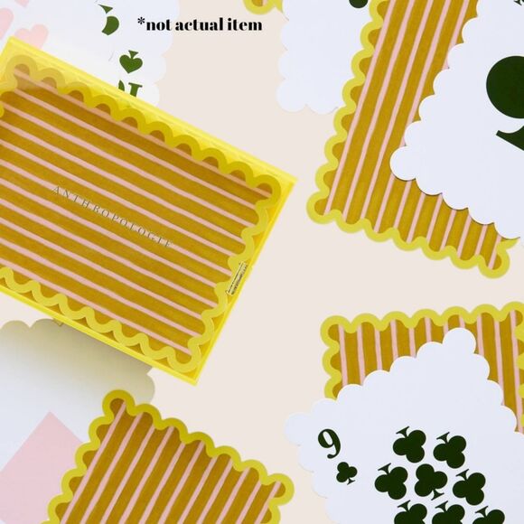 ♣️ ANTHRO OVERSIZED JUMBO SCALLOP EDGE PLAYING CARDS STRIPED WATERPROOF NWT - Picture 1 of 6